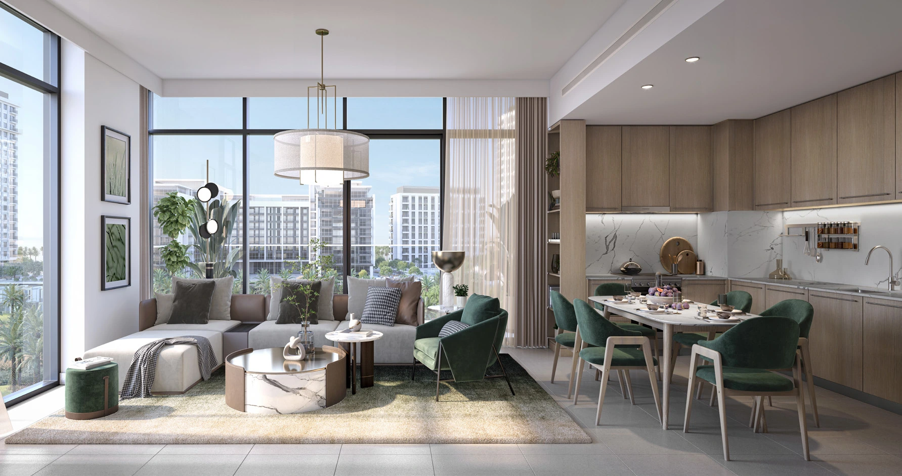 Elvira Building - Dubai Hills Estate - Kitchen & living Room