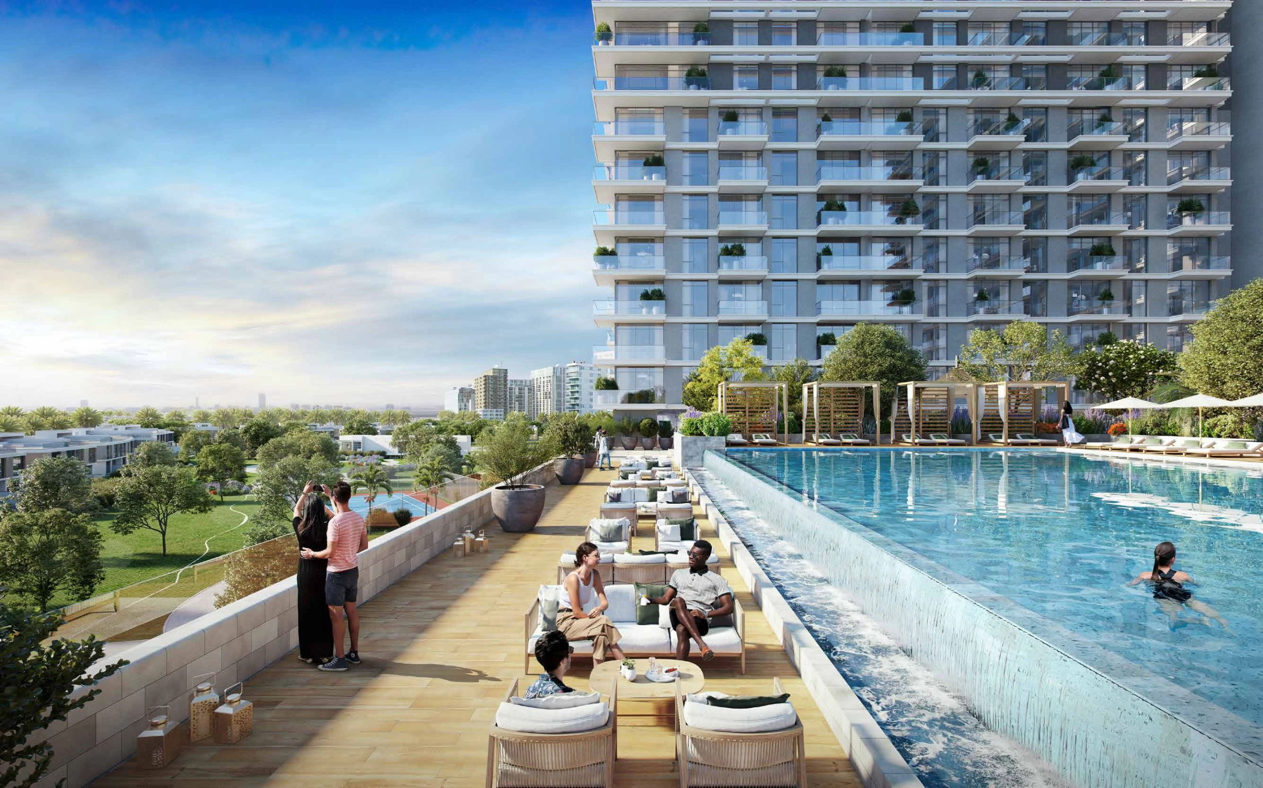 Golf Grand - Dubai Hills Estate - Swimming Pool & Outdoor sitting