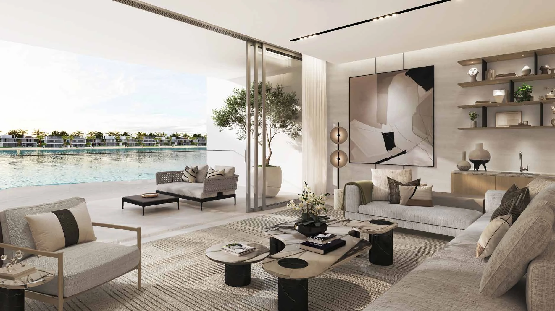 Palm Jebel Ali Beach Villas AzureBlue-Living Room Sea View