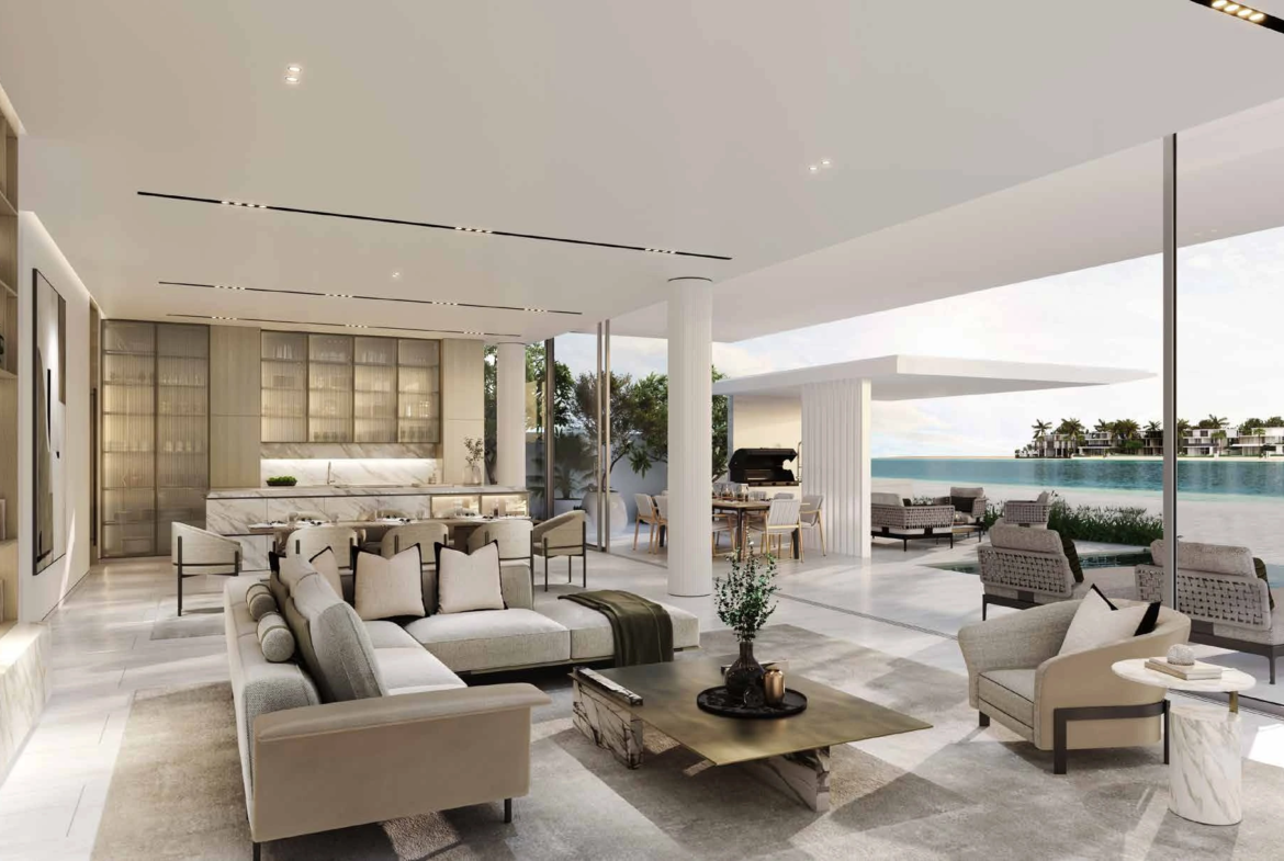 Palm Jebel Ali Beach Villas AzureBlue - Living Room with Se